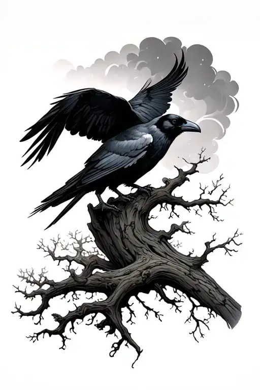 Crow Storm Rising From A Tree Dark Theme Sleeve