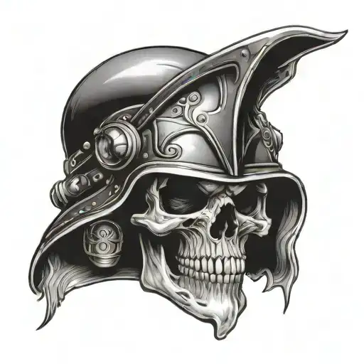 Burnig Skull With Helmet