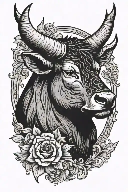 Paw And Taurus Symbol Surrounded