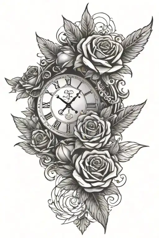 Roman Numerals Date Surrounded By A Rose And Wings
