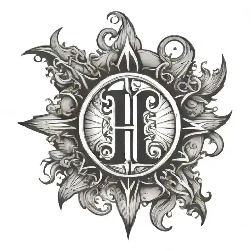 Tattoo Design Combining The Letter H And The Sun