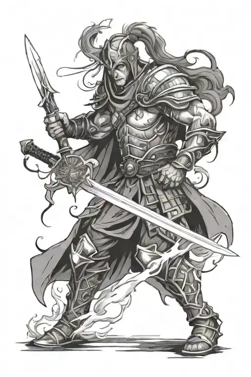 Warrior With Lightning Audin Sword