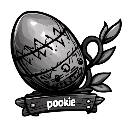 Egg With Name Plaque At The Bottom Saying Pookie With A Gaming Theme And A Time Stamp