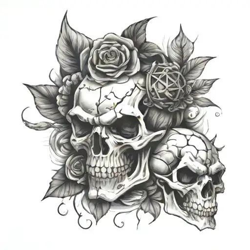 A Loose Human Skull And A Blastoise With Some Add Ons Away From The Skull