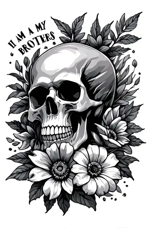 I Am My Brothers Keeper With Flower And A Skull