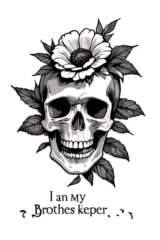 I Am My Brothers Keeper With Flower And A Skull