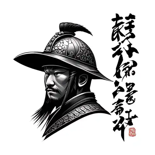Samurai Head With Helmet