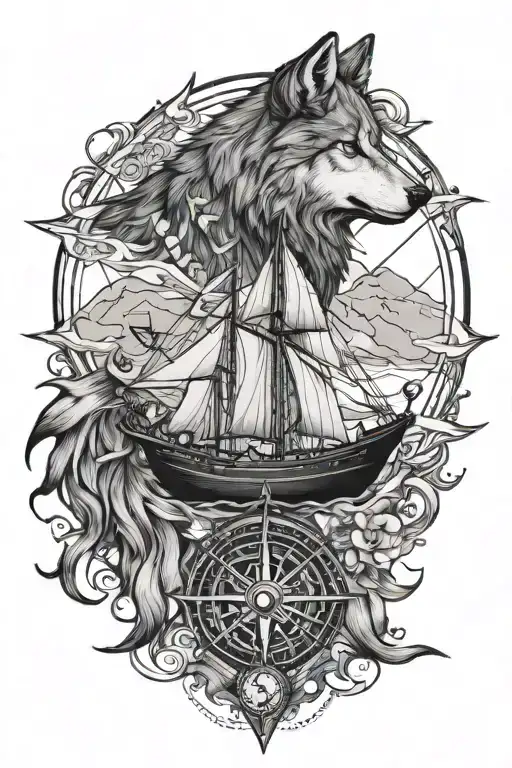 Wolf And Compass Rose Boat