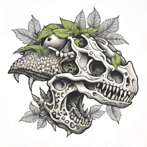 Ankylosaurus Skull Adorned With Plants Intertwined
