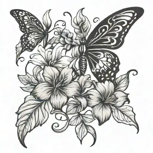 Flower Vine With Butterfly