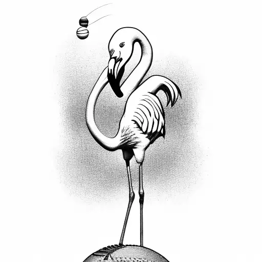 Flamingo Standing On A Baseball