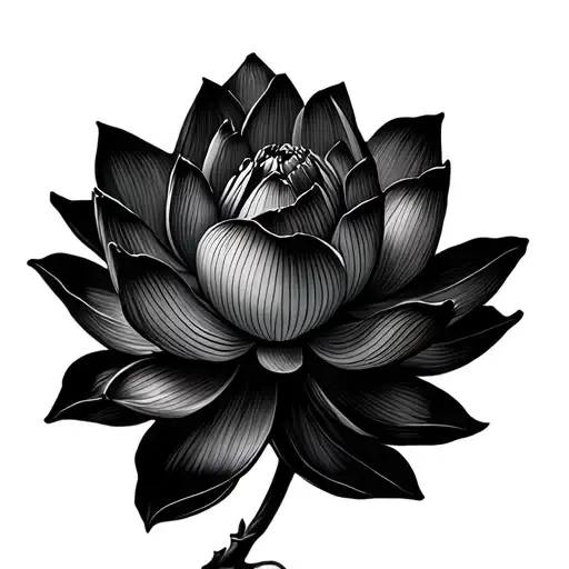 Lotus Flower Blooming With Stem
