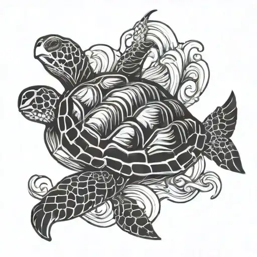 Turtle With Waves