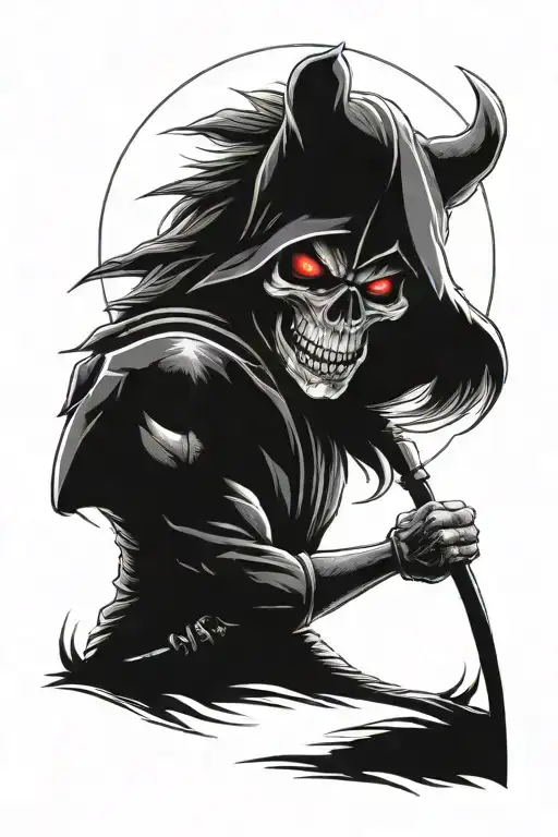 Scary Warrior Skull With Angry Wholf Grouling Deep Dark Eyes Looking Midnight's Full Moon