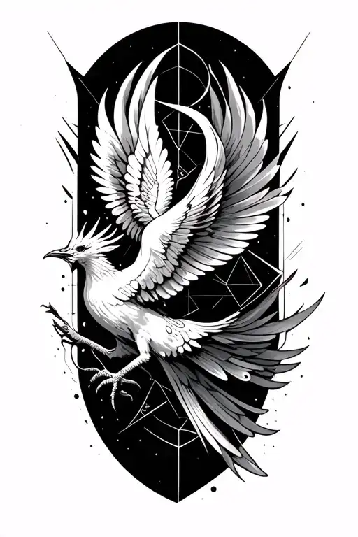 Geometric Symbols And Pheonix Flying
