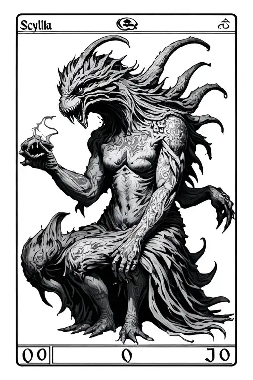 Scylla Monster As Judgment Tarot Card Design Featuring