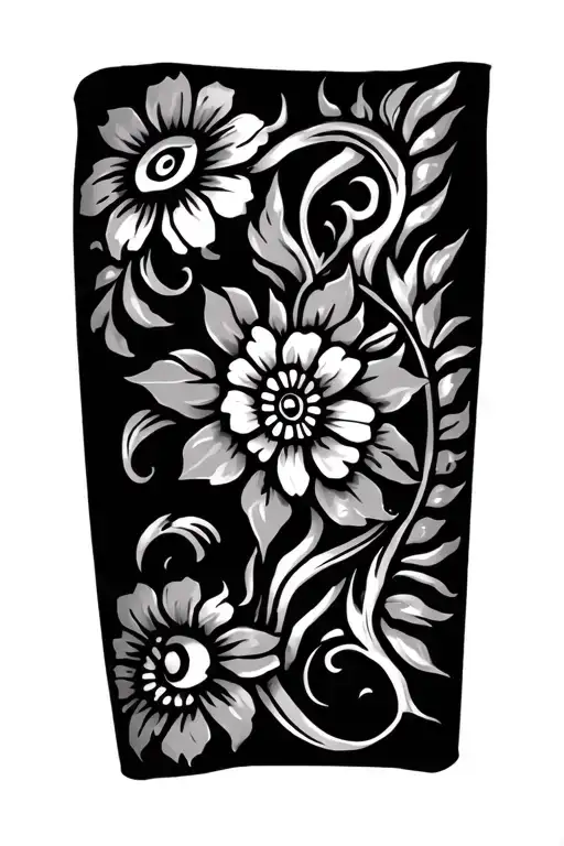 Puerto Rican Taino Flower Tribal Tattoo Forearm Sleeve