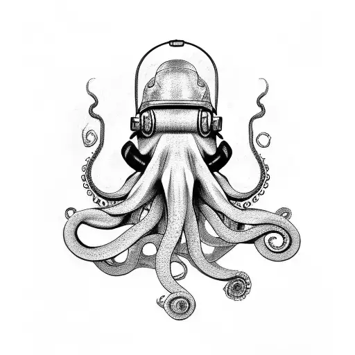 Octopus With Old Style Scuba Helmet