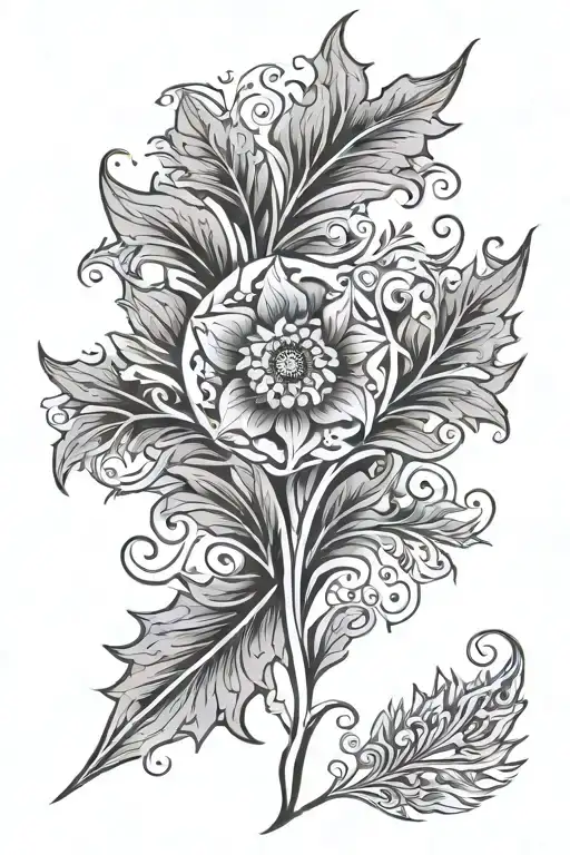 Geometric Floral Mandala Acanthus Leaf