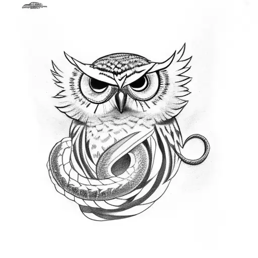 Shoulder Chest Tattoo Of An Owl Killing A Snake