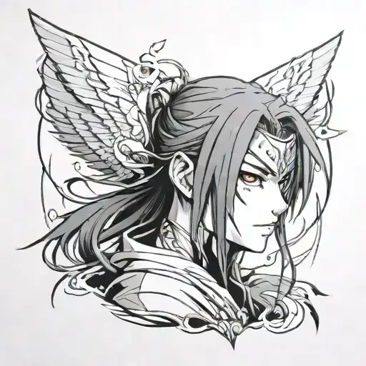 A Portrait Of A Beloved Anime Character In A Black-grey Style