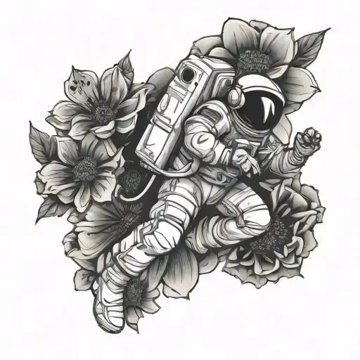Astronaut Falling Into Flower