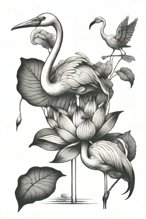 Lotus And Flamingo