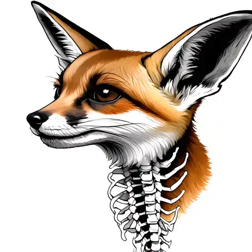 Fennec Fox Head With Spinal Cord Coming Out Of Its Neck