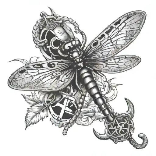Dragonfly And Anchor Tattoo Design Inspired