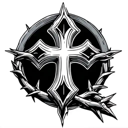 Cross Tattoo With Thorns Bracelet