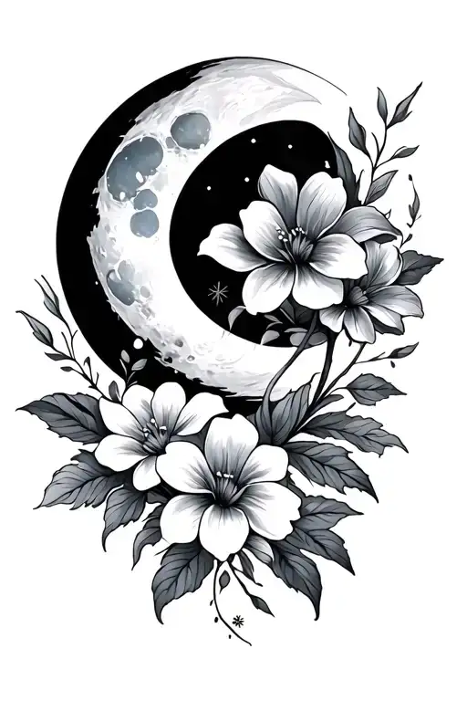 Flowers And Moon