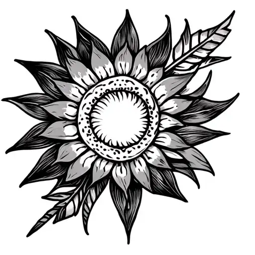 Small Sun Lotus Arrow Boho Tattoo In A Line