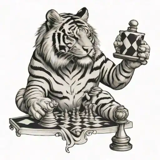 Tiger With Chess Piece