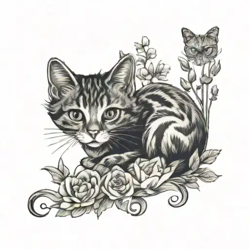 Memorial Tattoo For My Aunt Who Liked Cats And Her Death Date Was 6-3-2024