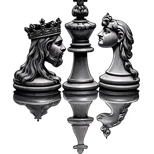 King And Queen Chess Pieces Intertwined
