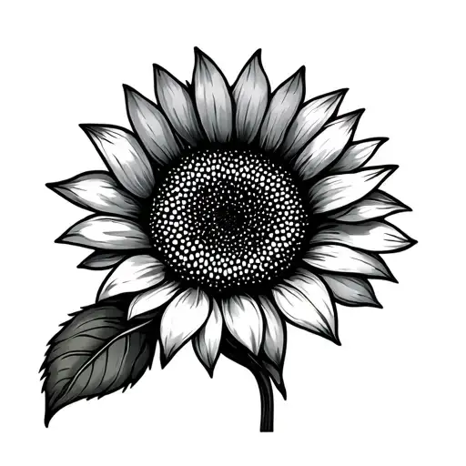 A Line Drawing Of A Sunflower Curving