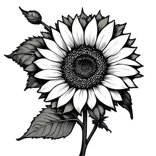 A Line Drawing Of A Sunflower Art Nouveau