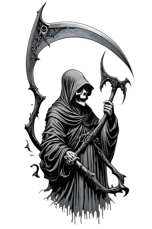 Grim Reaper Holding A Scythe Fear Death