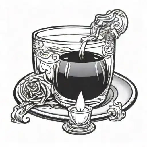 A Glass Of Water And A Candle On A Plate