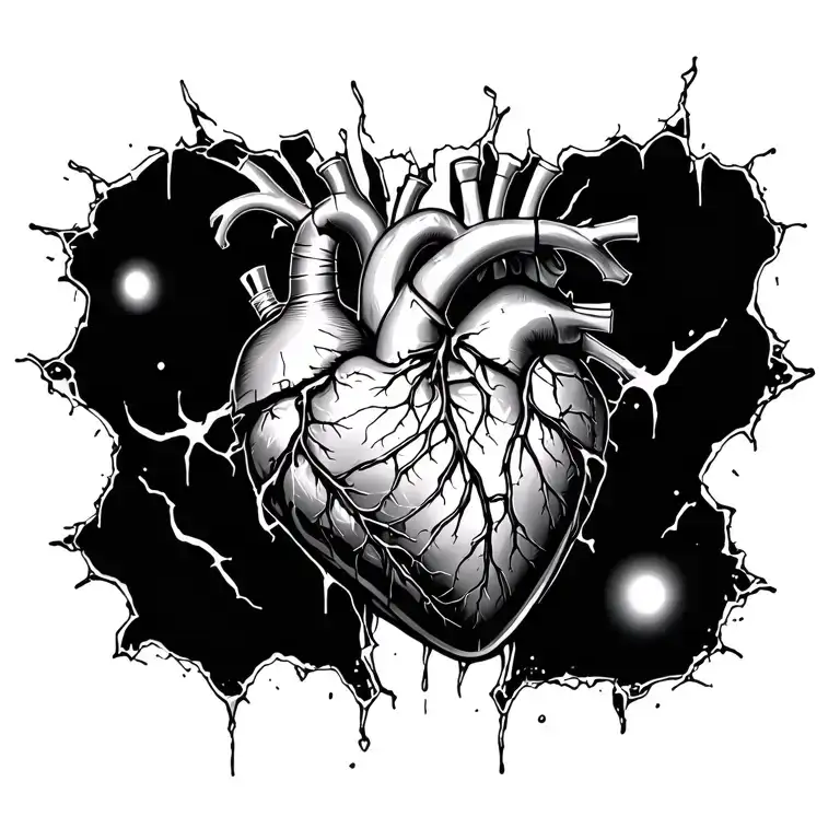 Torn Skin With Biomechanical Heart Made