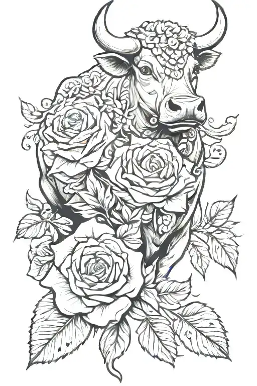 Bull In Floral Roses