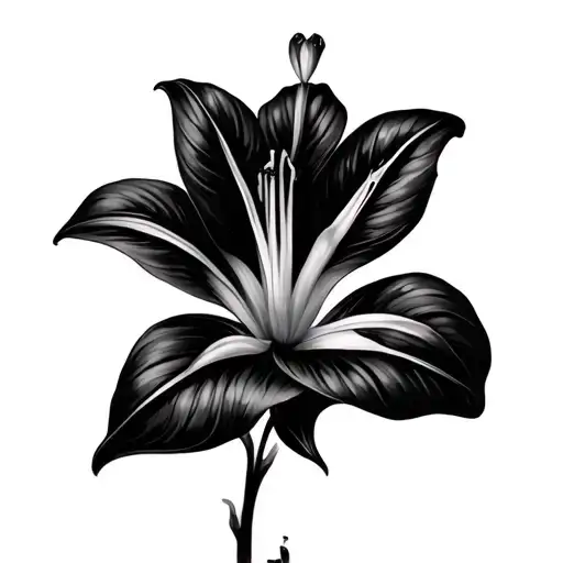 Lily Flower Large Black Leaves
