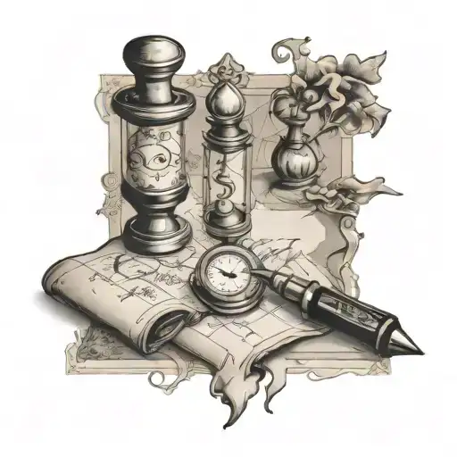 Treasure Map Parchment Fountain Pen Hourglass