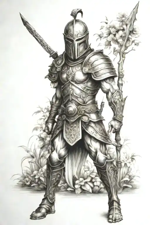 Warrior In A Garden Scene