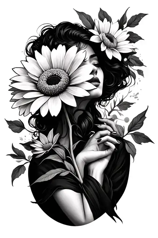 Woman Holding A Flower Blooming