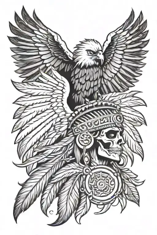 Indian With Eagle And Skull