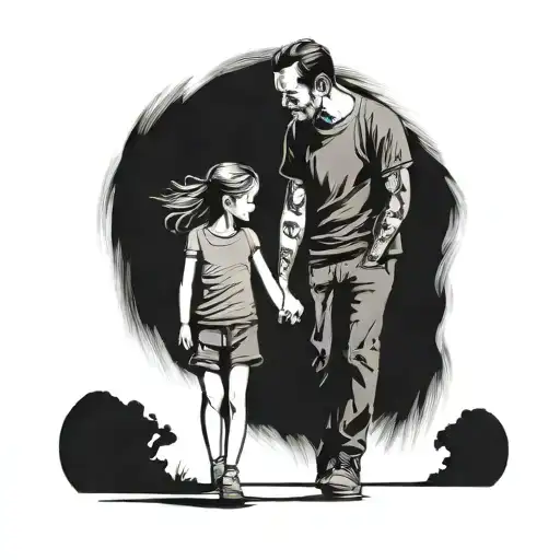 Father And Daughter Walking