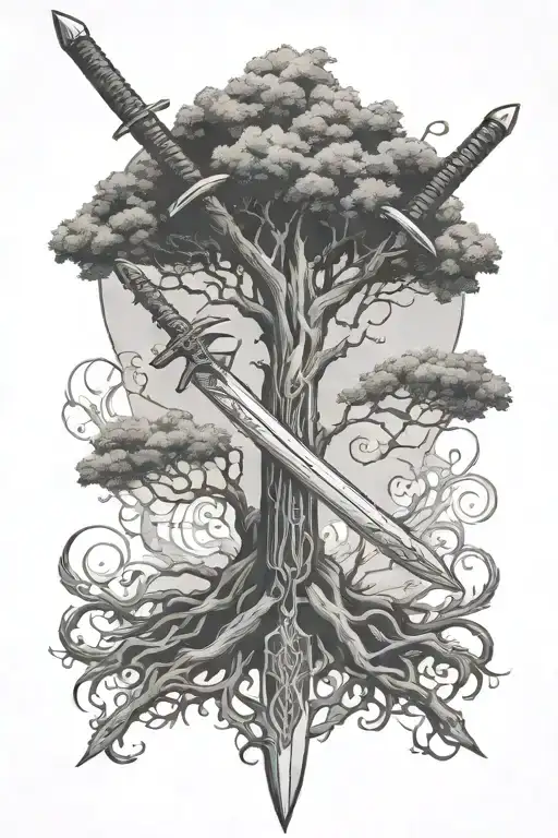 Tree And Sword Intertwined