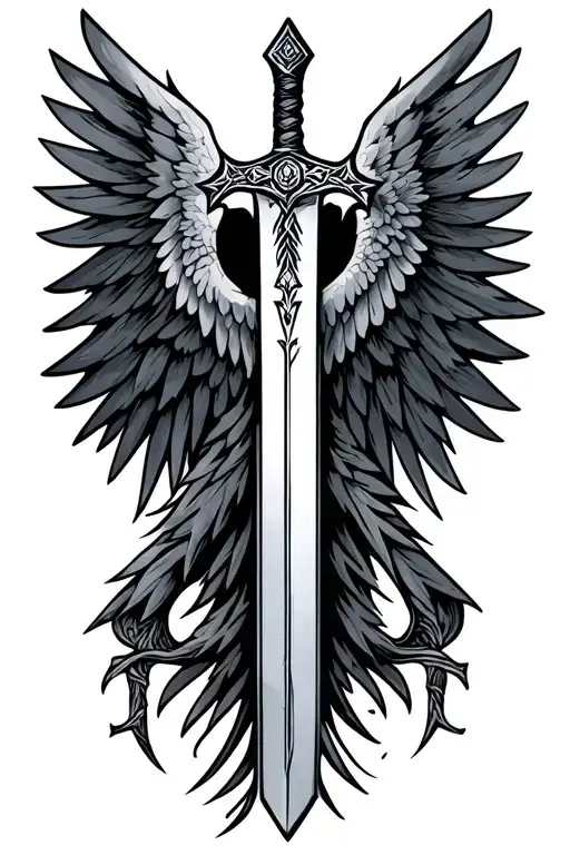 Nordic Sword With Wings Spread