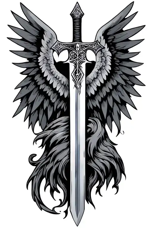 Nordic Sword With Wings Spread